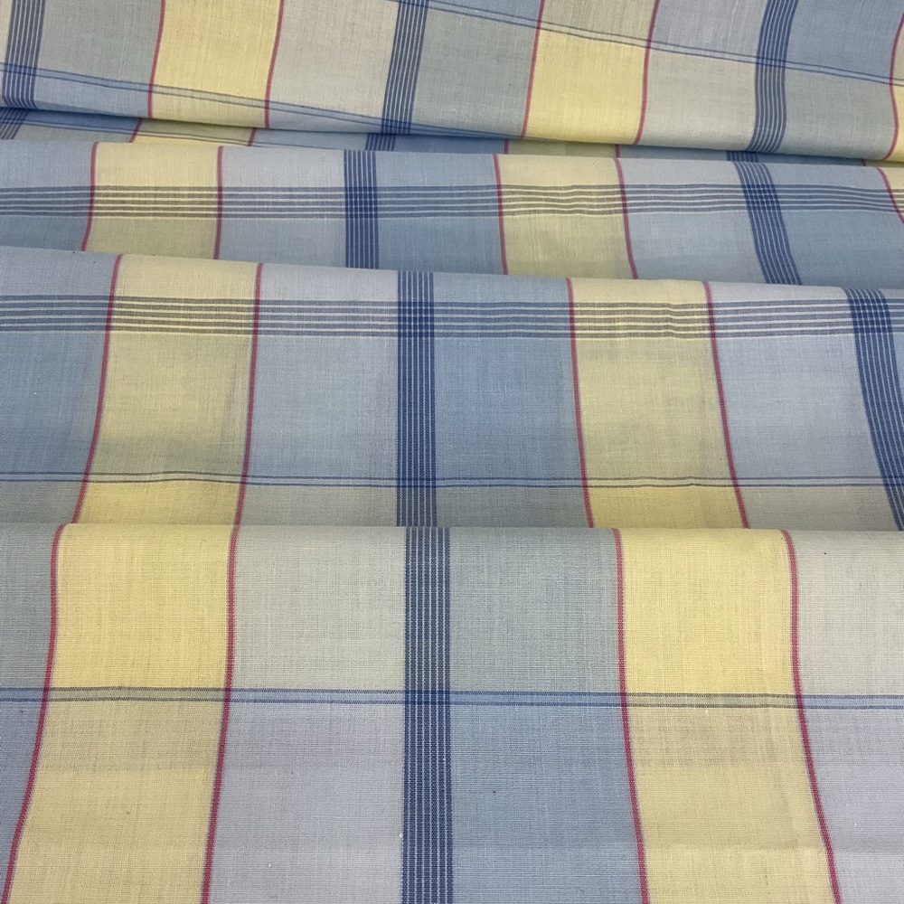 Vintage soft pastel plaid shirting fabric 2.5 yards sewing crafting